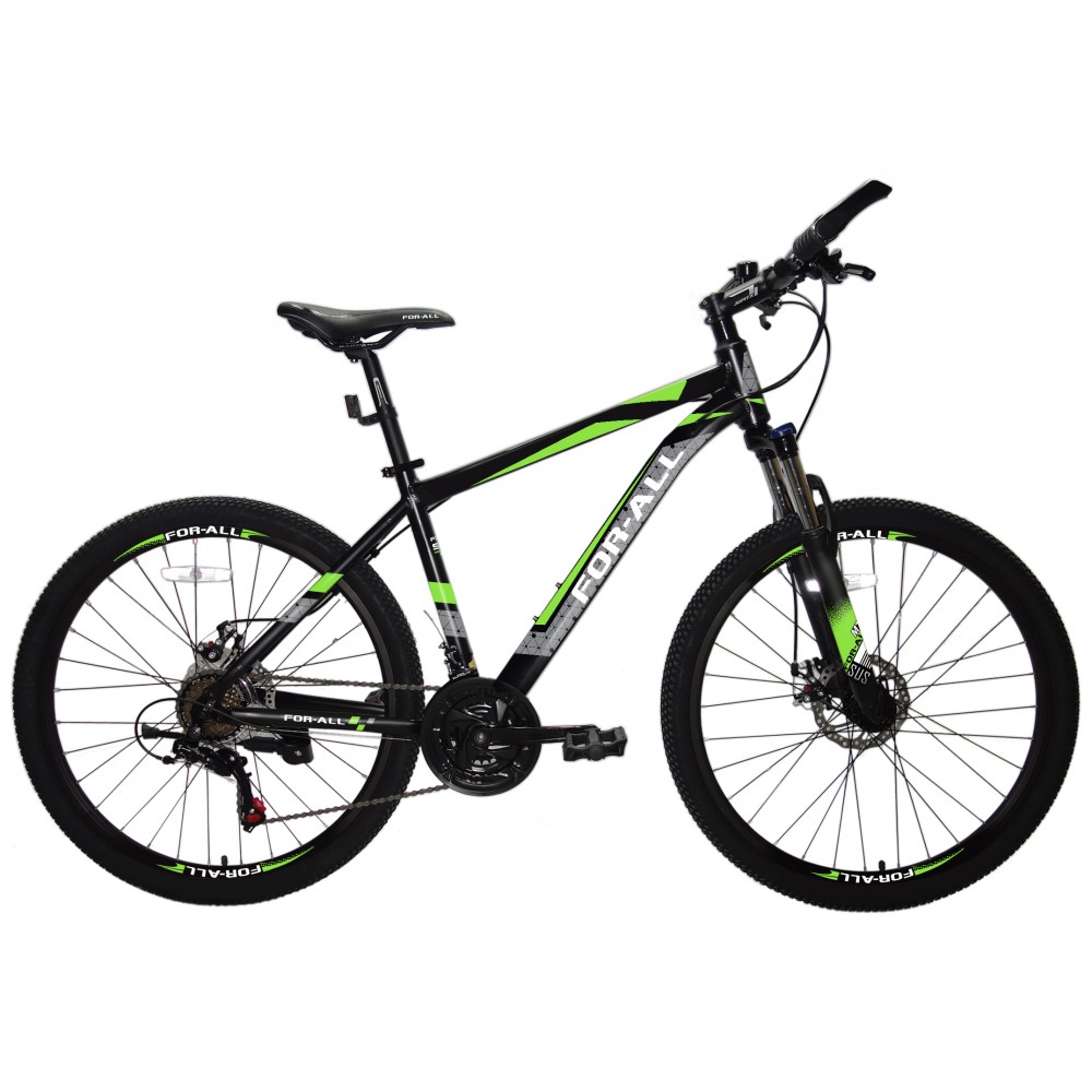 Aluminum Bike Mountain 26 inches with SHIMANO speeds in Black - Green Color 