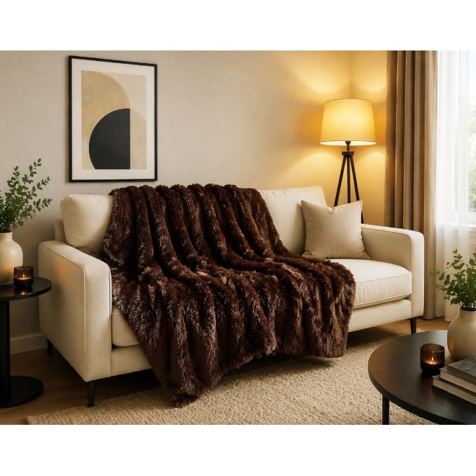 Σετ Ριχτάρια 3 τεμαχίων για διθέσιο, τριθέσιο καναπέ και πολυθρόνα σε καφέ χρώμα