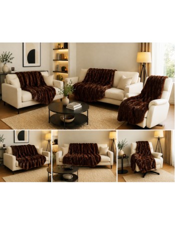 Σετ Ριχτάρια 3 τεμαχίων για διθέσιο, τριθέσιο καναπέ και πολυθρόνα σε καφέ χρώμα