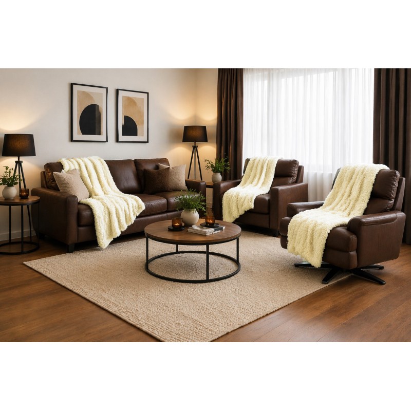 Σετ Ριχτάρια 3 τεμαχίων για διθέσιο, τριθέσιο καναπέ και πολυθρόνα σε κρεμ χρώμα