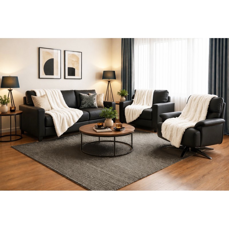 Σετ Ριχτάρια 3 τεμαχίων για διθέσιο, τριθέσιο καναπέ και πολυθρόνα σε λευκό χρώμα