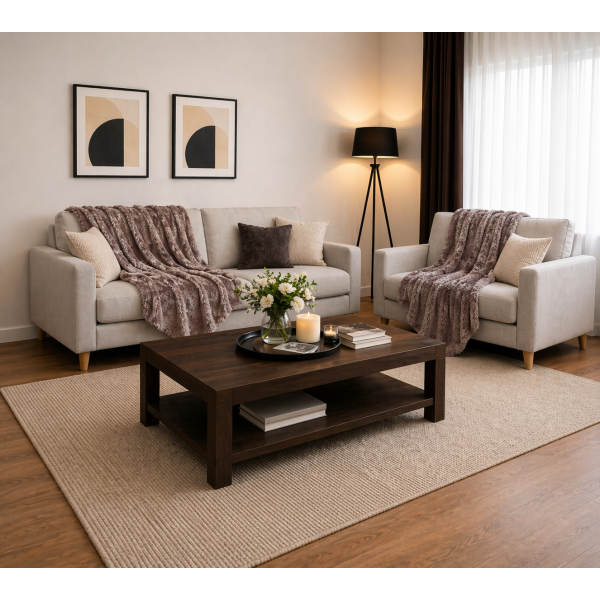 Σετ Ριχτάρια 2 τεμαχίων για διθέσιο και τριθέσιο καναπέ σε καφέ ανοιχτό χρώμα