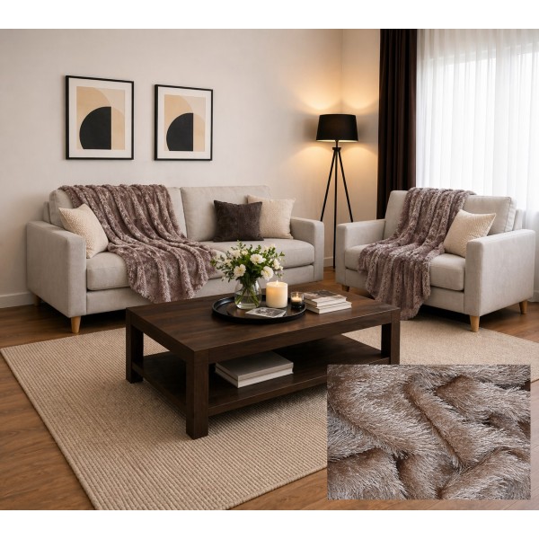 Σετ Ριχτάρια 2 τεμαχίων για διθέσιο και τριθέσιο καναπέ σε καφέ ανοιχτό χρώμα