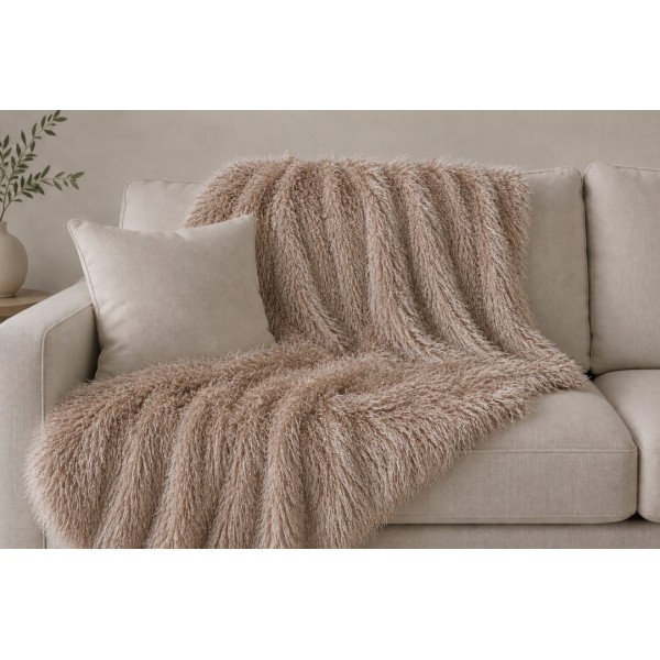 Ριχτάρι για τριθέσιο καναπέ 180x300cm καφέ ανοιχτό