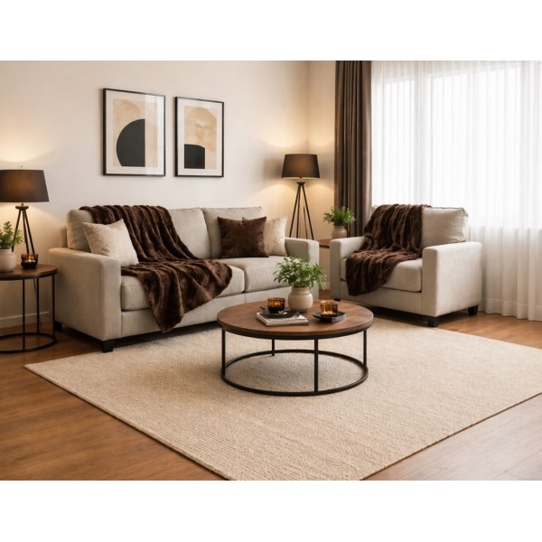 Σετ Ριχτάρια 2 τεμαχίων για διθέσιο και τριθέσιο καναπέ σε καφέ χρώμα