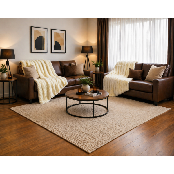 Σετ Ριχτάρια 2 τεμαχίων για διθέσιο και τριθέσιο καναπέ σε κρεμ χρώμα