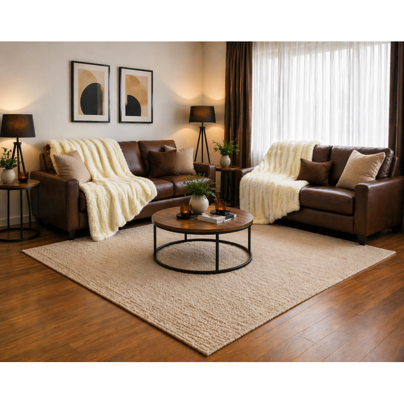 Σετ Ριχτάρια 2 τεμαχίων για διθέσιο και τριθέσιο καναπέ σε κρεμ χρώμα