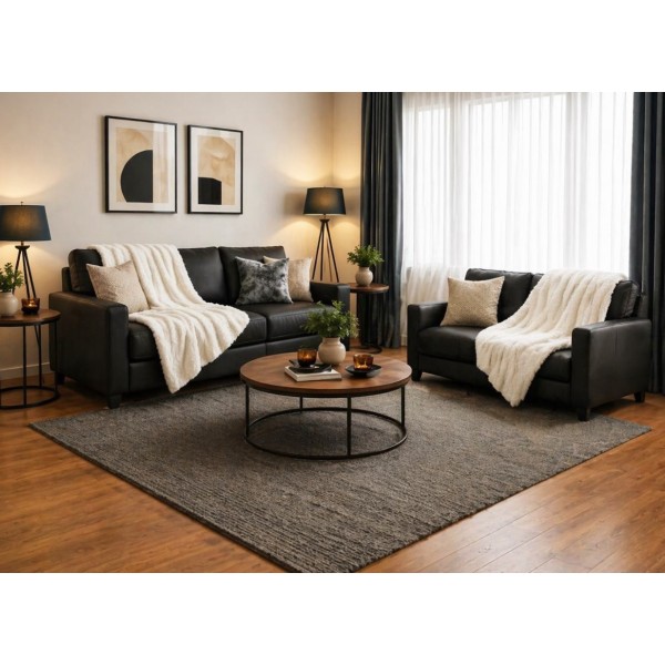 Σετ Ριχτάρια 2 τεμαχίων για διθέσιο και τριθέσιο καναπέ σε λευκό χρώμα