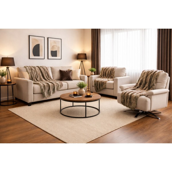 Σετ Ριχτάρια 3 τεμαχίων για διθέσιο, τριθέσιο καναπέ και πολυθρόνα σε καφέ ανοιχτό χρώμα