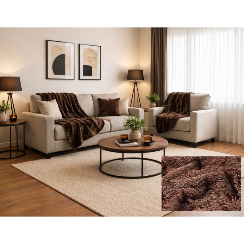 Σετ Ριχτάρια 2 τεμαχίων για διθέσιο και τριθέσιο καναπέ σε καφέ χρώμα