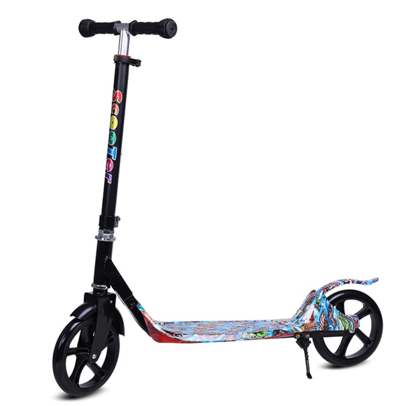 Παιδικό πατίνι Graffiti Blue με ρόδες pu ποδόφρενο και ρύθμιση ύψους 5 θέσεων ηλικίας 4-8 ετών