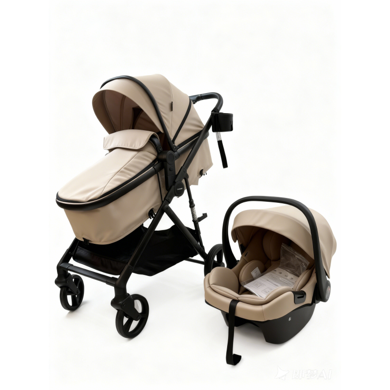 3 σε 1 αναδιπλούμενο πολυκαρότσι μωρού Fun Baby Star με κάθισμα αυτοκινήτου που κουμπώνει στο σκελετό κάθισμα που μετατρέπεται σε καλαθούνα 0+ μπεζ