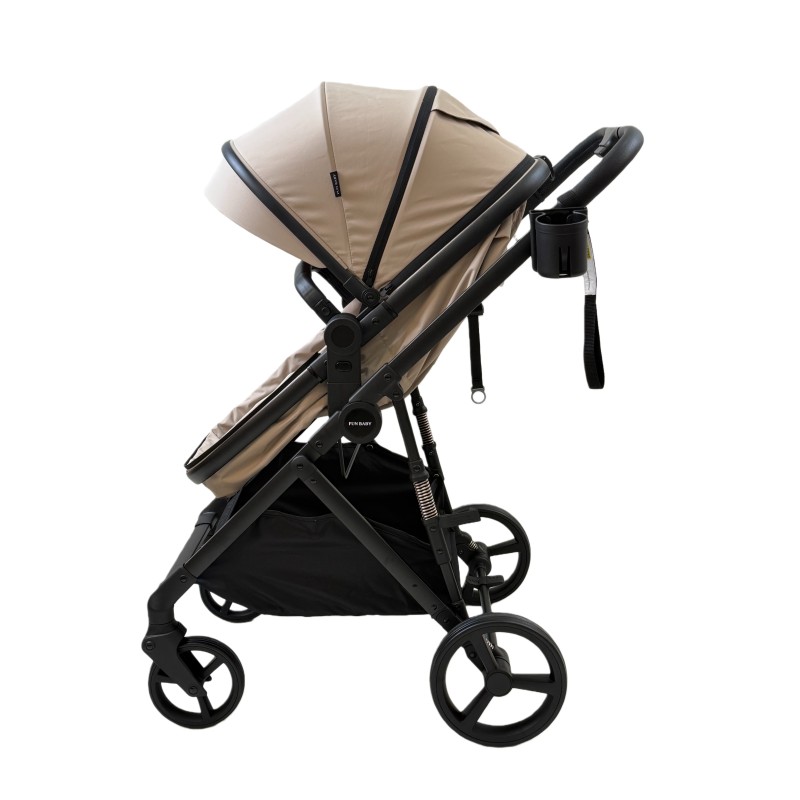 3 σε 1 αναδιπλούμενο πολυκαρότσι μωρού Fun Baby Star με κάθισμα αυτοκινήτου που κουμπώνει στο σκελετό κάθισμα που μετατρέπεται σε καλαθούνα 0+ μπεζ