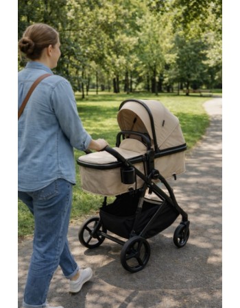 3 σε 1 αναδιπλούμενο πολυκαρότσι μωρού Fun Baby Star με κάθισμα αυτοκινήτου που κουμπώνει στο σκελετό κάθισμα που μετατρέπεται σε καλαθούνα 0+ μπεζ