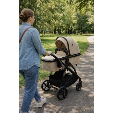 3 σε 1 αναδιπλούμενο πολυκαρότσι μωρού Fun Baby Star με κάθισμα αυτοκινήτου που κουμπώνει στο σκελετό κάθισμα που μετατρέπεται σε καλαθούνα 0+ μπεζ