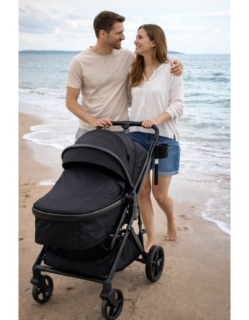 3 σε 1 αναδιπλούμενο πολυκαρότσι μωρού Fun Baby Star με κάθισμα αυτοκινήτου που κουμπώνει στο σκελετό κάθισμα που μετατρέπεται σε καλαθούνα 0+ μαύρο