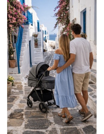 3 σε 1 αναδιπλούμενο πολυκαρότσι μωρού Fun Baby Star με κάθισμα αυτοκινήτου που κουμπώνει στο σκελετό κάθισμα που μετατρέπεται σε καλαθούνα 0 γκρι