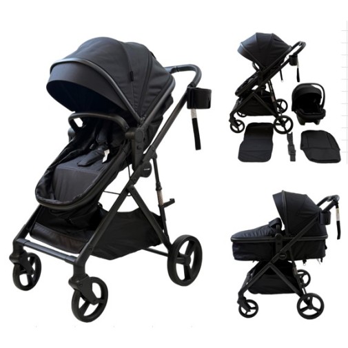 3 σε 1 αναδιπλούμενο πολυκαρότσι μωρού Fun Baby Star με κάθισμα αυτοκινήτου που κουμπώνει στο σκελετό κάθισμα που μετατρέπεται σε καλαθούνα 0+ μαύρο