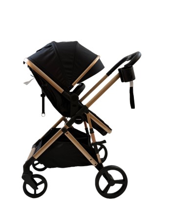 3 σε 1 αναδιπλούμενο πολυκαρότσι μωρού Fun Baby Star με κάθισμα αυτοκινήτου που κουμπώνει στο σκελετό κάθισμα που μετατρέπεται σε καλαθούνα 0+ μαύρο χρυσό