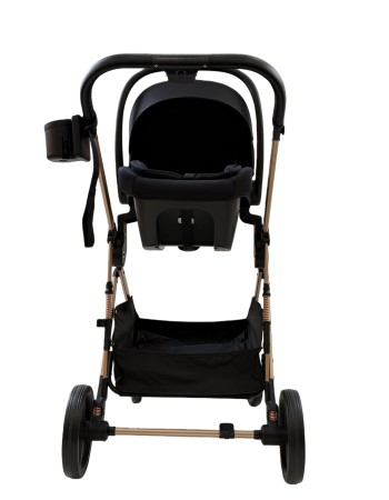 3 σε 1 αναδιπλούμενο πολυκαρότσι μωρού Fun Baby Star με κάθισμα αυτοκινήτου που κουμπώνει στο σκελετό κάθισμα που μετατρέπεται σε καλαθούνα 0+ μαύρο χρυσό