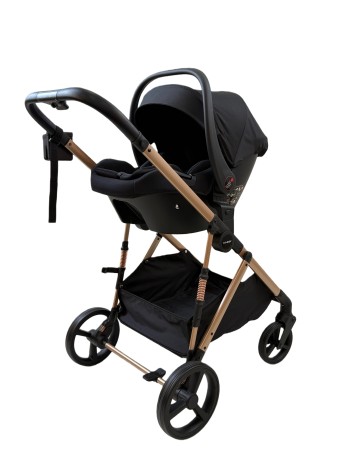 3 σε 1 αναδιπλούμενο πολυκαρότσι μωρού Fun Baby Star με κάθισμα αυτοκινήτου που κουμπώνει στο σκελετό κάθισμα που μετατρέπεται σε καλαθούνα 0+ μαύρο χρυσό