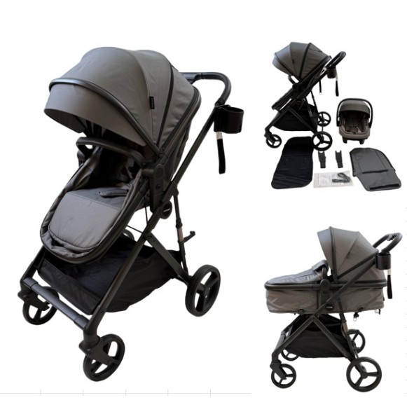 3 σε 1 αναδιπλούμενο πολυκαρότσι μωρού Fun Baby Star με κάθισμα αυτοκινήτου που κουμπώνει στο σκελετό κάθισμα που μετατρέπεται σε καλαθούνα 0 γκρι