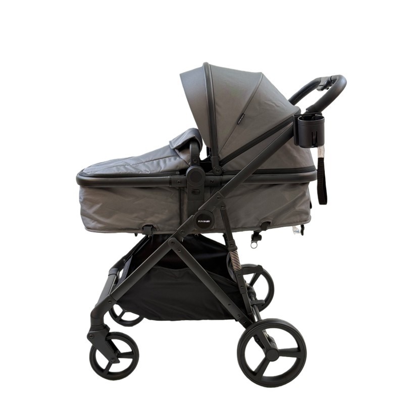 3 σε 1 αναδιπλούμενο πολυκαρότσι μωρού Fun Baby Star με κάθισμα αυτοκινήτου που κουμπώνει στο σκελετό κάθισμα που μετατρέπεται σε καλαθούνα 0 γκρι