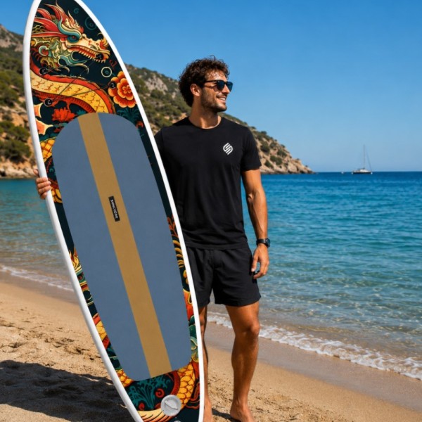 Φουσκωτή Σανίδα SUP 2.75m Κόκκινη με σχέδιο Δράκο με Κουπί, Αξεσουάρ και Σακίδιο Μεταφοράς