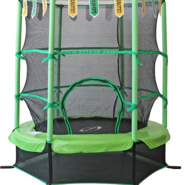 Τραμπολίνο Balance Flags με δίχτυ προστασίας Διάμετρο 140cm και ύψος 155cm για μέγιστο βάρος έως 50 κιλά πράσινο Τραμπολίνο Balance Flags με δίχτυ προστασίας Διάμετρο 140cm και ύψος 155cm για μέγιστο βάρος έως 50 κιλά πράσινο