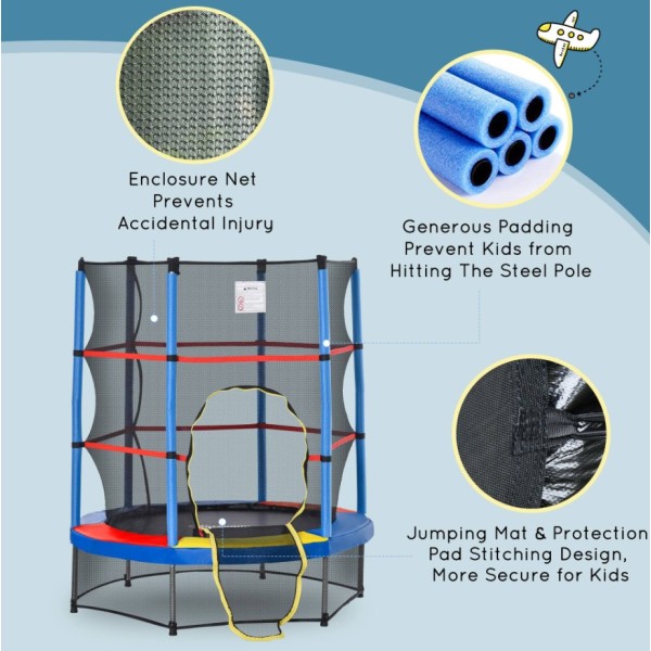 Τραμπολίνο Balance με δίχτυ προστασίας Διάμετρο 140cm και ύψος 162cm για μέγιστο βάρος έως 50 κιλά Μπλε
