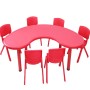 Σετ Παιδικό Τραπέζι πλαστικό μισοφέγγαρο με καρέκλες 7 τεμαχίων σε Κόκκινο χρώμα 