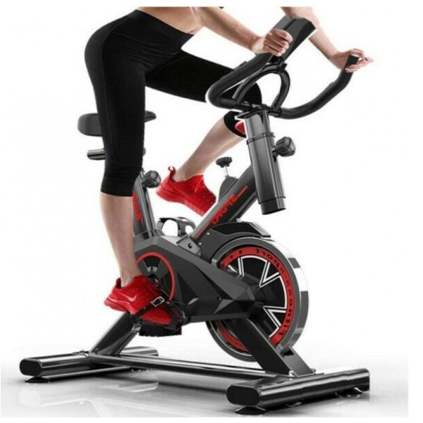 Ποδήλατο Γυμναστικής Μαύρο Κόκκινο με οθόνη και μετρητή καρδιακών παλμών SB5