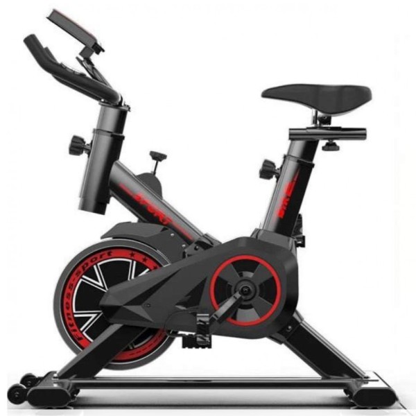 Ποδήλατο Γυμναστικής Μαύρο Κόκκινο με οθόνη και μετρητή καρδιακών παλμών SB5