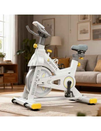 Ποδήλατο Γυμναστικής με οθόνη και μετρητή ταχύτητας απόστασης και θερμίδων λευκό S2002