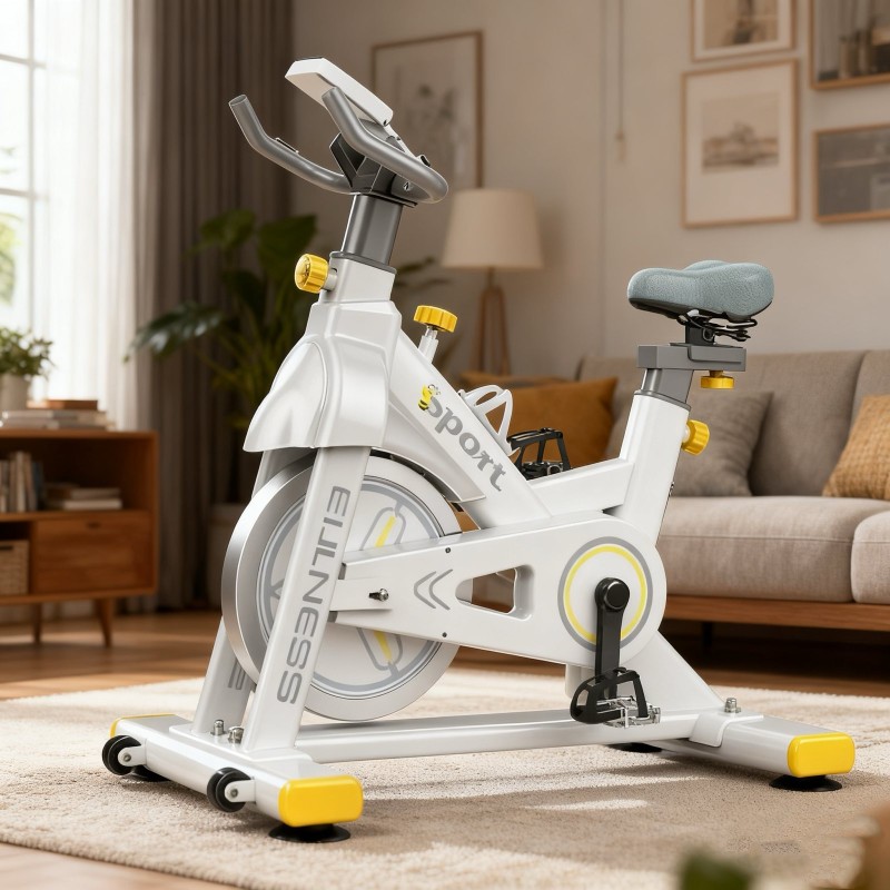 Ποδήλατο Γυμναστικής με οθόνη και μετρητή ταχύτητας απόστασης και θερμίδων λευκό S2002