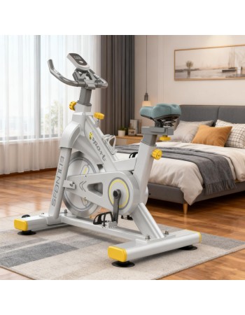 Ποδήλατο Γυμναστικής με οθόνη και μετρητή ταχύτητας απόστασης και θερμίδων λευκό S2002