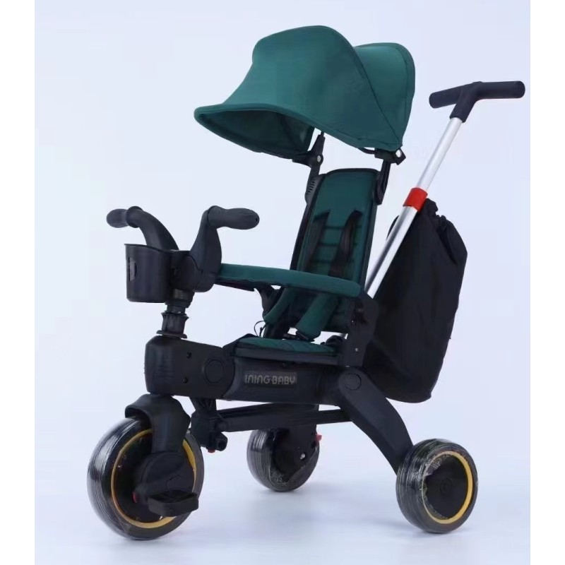 Παιδικό Τρίκυκλο Ποδήλατο Σπαστό με σκίαστρο και κάθισμα με ανάκληση σε πετρόλ χρώμα για 18 μηνών και άνω