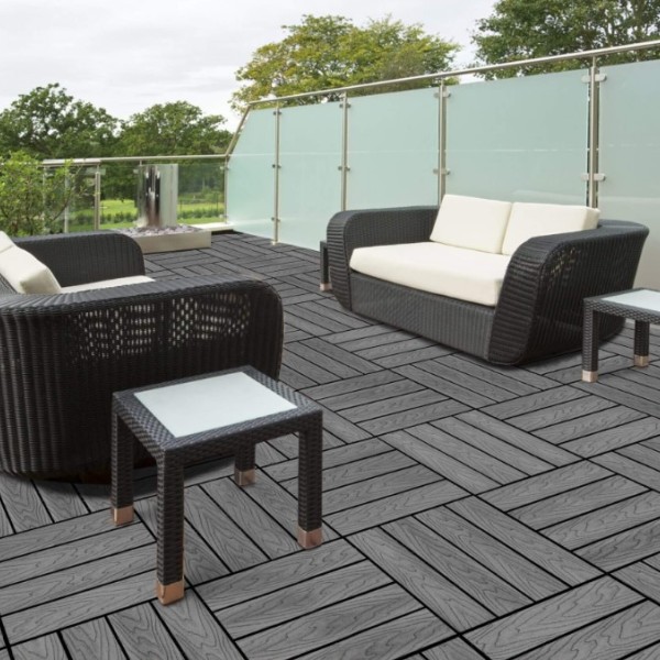 10τμχ Πλακάκια για Δάπεδο Κήπου εξωτερικού χώρου Decking Tiles από WPC 30x30cm Γκρι με όψη 3D ξύλου 10τμχ Πλακάκια για Δάπεδο Κήπου εξωτερικού χώρου Decking Tiles από WPC 30x30cm Γκρι με όψη 3D ξύλου