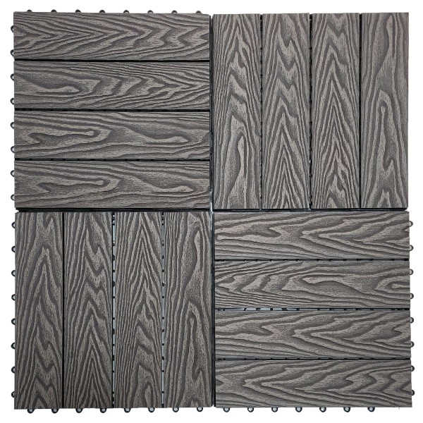 Πλακάκι για Δάπεδο Κήπου εξωτερικού χώρου Decking Tiles από WPC 30x30cm Γκρι με όψη 3D ξύλου Πλακάκι για Δάπεδο Κήπου εξωτερικού χώρου Decking Tiles από WPC 30x30cm Γκρι με όψη 3D ξύλου