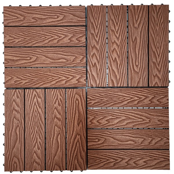 Πλακάκι για Δάπεδο Κήπου εξωτερικού χώρου Decking Tiles από WPC 30x30cm Καφέ  με όψη 3D ξύλου Πλακάκι για Δάπεδο Κήπου εξωτερικού χώρου Decking Tiles από WPC 30x30cm Καφέ  με όψη 3D ξύλου