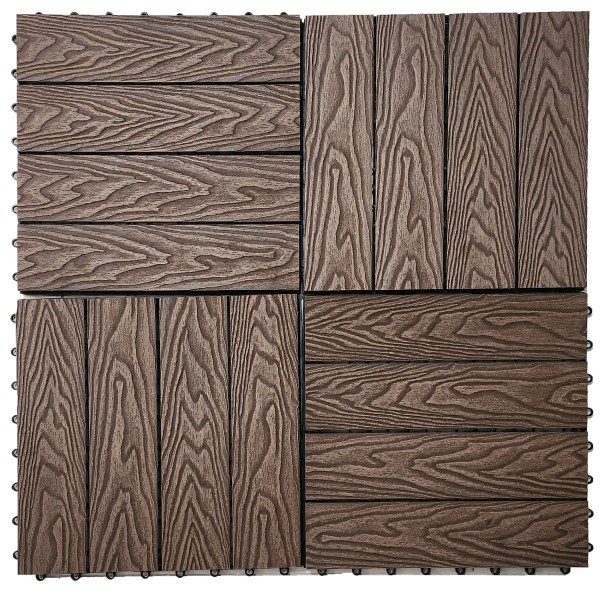 Πλακάκι για Δάπεδο Κήπου εξωτερικού χώρου Decking Tiles από WPC 30x30cm Καφέ Σκούρο με όψη 3D ξύλου Πλακάκι για Δάπεδο Κήπου εξωτερικού χώρου Decking Tiles από WPC 30x30cm Καφέ Σκούρο με όψη 3D ξύλου
