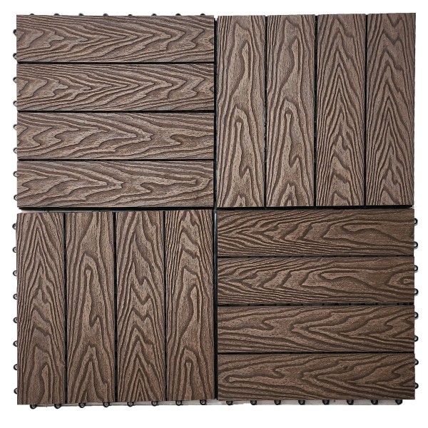 Πλακάκι για Δάπεδο Κήπου εξωτερικού χώρου Decking Tiles από WPC 30x30cm Καφέ Σκούρο με όψη 3D ξύλου Πλακάκι για Δάπεδο Κήπου εξωτερικού χώρου Decking Tiles από WPC 30x30cm Καφέ Σκούρο με όψη 3D ξύλου