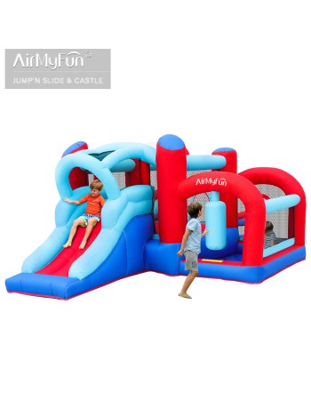 Φουσκωτό Τραμπολίνο Fun Arena με Τσουλήθρα, Μπασκέτα & Παιχνίδια Στόχου 378×295×205 cm