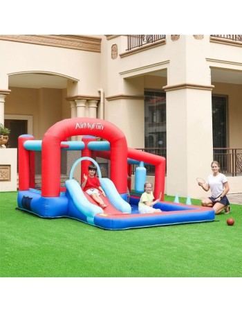 Φουσκωτό Τραμπολίνο Fun Arena με Τσουλήθρα, Μπασκέτα & Παιχνίδια Στόχου 378×295×205 cm