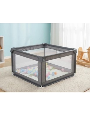 Παιδικό Παρκοκρέβατο Μωρού σε Σκούρο γκρι χρώμα με διάσταση 120x120cm με χαλάκι και 100 μπαλάκια