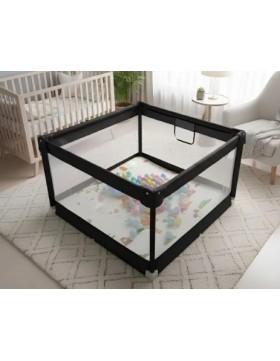 Παιδικό Παρκοκρέβατο Μωρού σε μαύρο χρώμα με διάσταση 120x120cm με χαλάκι και 100 μπαλάκια