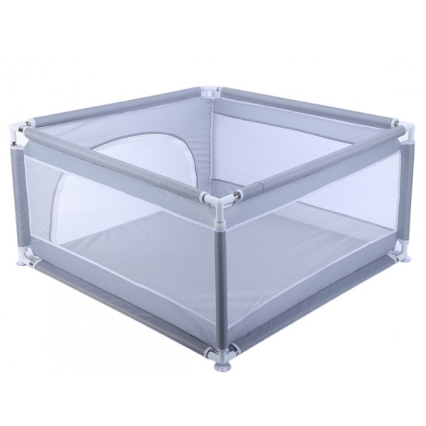 Παιδικό Παρκοκρέβατο Μωρού σε γκρι χρώμα με διάσταση 120x120cm με χαλάκι και 100 μπαλάκια